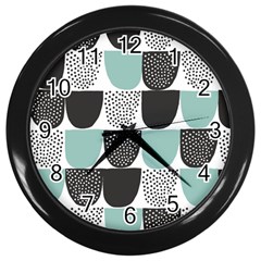 Sugar Blue Fabric Polka Dots Circle Wall Clocks (black) by Mariart