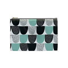 Sugar Blue Fabric Polka Dots Circle Cosmetic Bag (medium) 