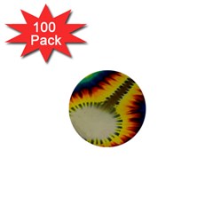 Red Blue Yellow Green Medium Rainbow Tie Dye Kaleidoscope Opaque Color 1  Mini Buttons (100 Pack)  by Mariart