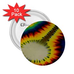 Red Blue Yellow Green Medium Rainbow Tie Dye Kaleidoscope Opaque Color 2 25  Buttons (10 Pack) 
