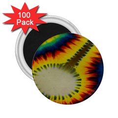 Red Blue Yellow Green Medium Rainbow Tie Dye Kaleidoscope Opaque Color 2 25  Magnets (100 Pack)  by Mariart