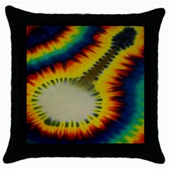 Red Blue Yellow Green Medium Rainbow Tie Dye Kaleidoscope Opaque Color Throw Pillow Case (black) by Mariart