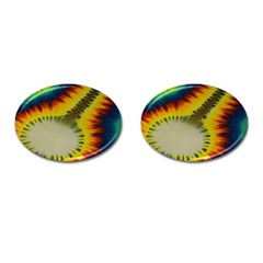 Red Blue Yellow Green Medium Rainbow Tie Dye Kaleidoscope Opaque Color Cufflinks (oval) by Mariart