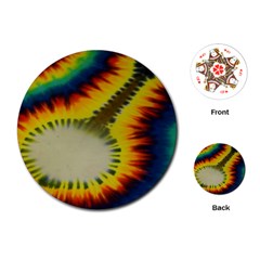 Red Blue Yellow Green Medium Rainbow Tie Dye Kaleidoscope Opaque Color Playing Cards (round)  by Mariart