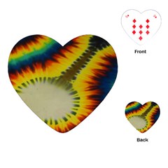 Red Blue Yellow Green Medium Rainbow Tie Dye Kaleidoscope Opaque Color Playing Cards (heart) 