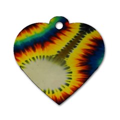 Red Blue Yellow Green Medium Rainbow Tie Dye Kaleidoscope Opaque Color Dog Tag Heart (two Sides) by Mariart