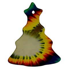 Red Blue Yellow Green Medium Rainbow Tie Dye Kaleidoscope Opaque Color Christmas Tree Ornament (two Sides) by Mariart