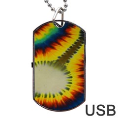 Red Blue Yellow Green Medium Rainbow Tie Dye Kaleidoscope Opaque Color Dog Tag Usb Flash (two Sides)