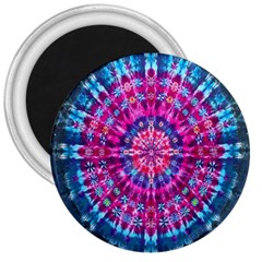 Red Blue Tie Dye Kaleidoscope Opaque Color Circle 3  Magnets