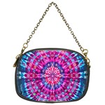 Red Blue Tie Dye Kaleidoscope Opaque Color Circle Chain Purses (One Side)  Front