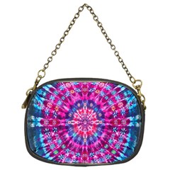 Red Blue Tie Dye Kaleidoscope Opaque Color Circle Chain Purses (two Sides) 