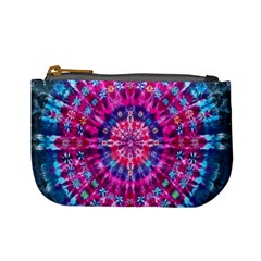 Red Blue Tie Dye Kaleidoscope Opaque Color Circle Mini Coin Purses