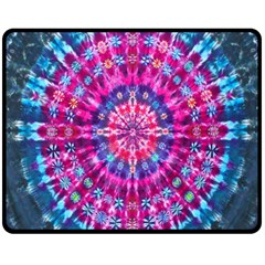 Red Blue Tie Dye Kaleidoscope Opaque Color Circle Fleece Blanket (medium)  by Mariart