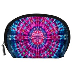 Red Blue Tie Dye Kaleidoscope Opaque Color Circle Accessory Pouches (large) 