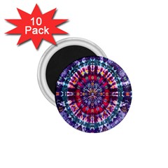 Red Purple Tie Dye Kaleidoscope Opaque Color 1 75  Magnets (10 Pack) 