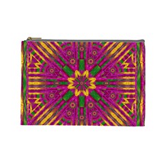 Feather Stars Mandala Pop Art Cosmetic Bag (large)  by pepitasart