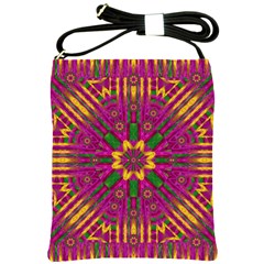 Feather Stars Mandala Pop Art Shoulder Sling Bags by pepitasart