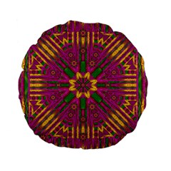 Feather Stars Mandala Pop Art Standard 15  Premium Flano Round Cushions by pepitasart