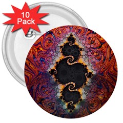 The Eye Of Julia, A Rainbow Fractal Paint Swirl 3  Buttons (10 Pack)  by jayaprime