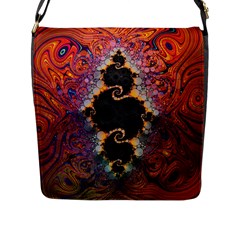 The Eye Of Julia, A Rainbow Fractal Paint Swirl Flap Messenger Bag (l)  by jayaprime