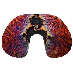 The Eye Of Julia, A Rainbow Fractal Paint Swirl Travel Neck Pillows by jayaprime