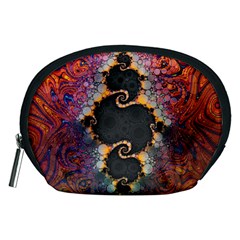 The Eye Of Julia, A Rainbow Fractal Paint Swirl Accessory Pouches (medium)  by jayaprime