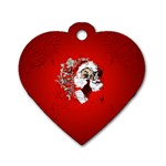 Funny Santa Claus  On Red Background Dog Tag Heart (One Side) Front