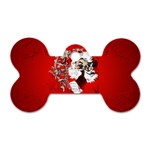 Funny Santa Claus  On Red Background Dog Tag Bone (Two Sides) Front