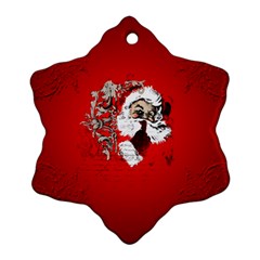 Funny Santa Claus  On Red Background Ornament (snowflake) by FantasyWorld7