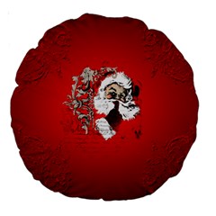 Funny Santa Claus  On Red Background Large 18  Premium Round Cushions by FantasyWorld7