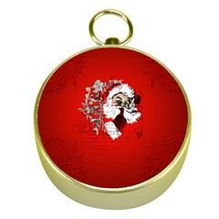 Funny Santa Claus  On Red Background Gold Compasses by FantasyWorld7