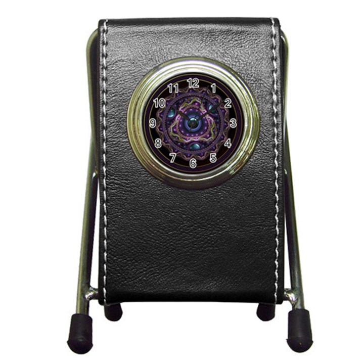 Beautiful Turquoise and Amethyst Fractal Jewelry Pen Holder Desk Clocks