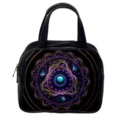 Beautiful Turquoise And Amethyst Fractal Jewelry Classic Handbags (one Side) by jayaprime