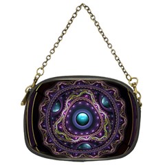 Beautiful Turquoise And Amethyst Fractal Jewelry Chain Purses (one Side)  by jayaprime