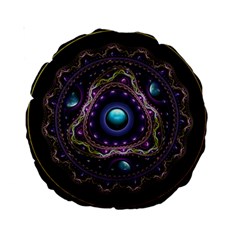 Beautiful Turquoise And Amethyst Fractal Jewelry Standard 15  Premium Round Cushions by jayaprime