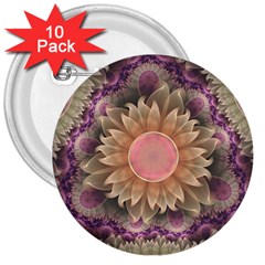 Pastel Pearl Lotus Garden Of Fractal Dahlia Flowers 3  Buttons (10 Pack)  by jayaprime