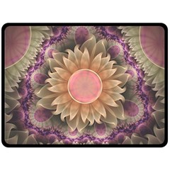 Pastel Pearl Lotus Garden Of Fractal Dahlia Flowers Double Sided Fleece Blanket (large)  by jayaprime