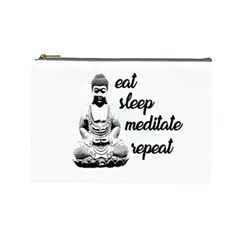 Eat, Sleep, Meditate, Repeat  Cosmetic Bag (large)  by Valentinaart