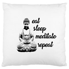 Eat, Sleep, Meditate, Repeat  Large Flano Cushion Case (one Side) by Valentinaart