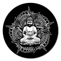 Ornate Buddha Magnet 5  (round) by Valentinaart