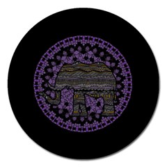 Ornate Mandala Elephant  Magnet 5  (round) by Valentinaart