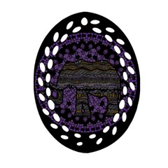 Ornate Mandala Elephant  Oval Filigree Ornament (two Sides) by Valentinaart