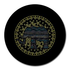 Ornate Mandala Elephant  Round Mousepads by Valentinaart