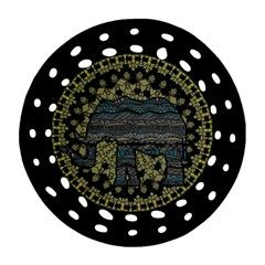 Ornate Mandala Elephant  Ornament (round Filigree) by Valentinaart