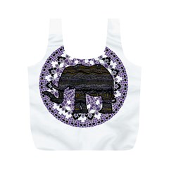 Ornate Mandala Elephant  Full Print Recycle Bags (m)  by Valentinaart