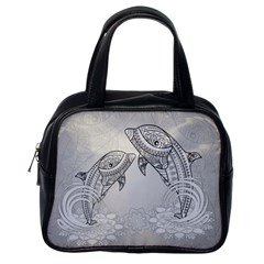 Beautiful Dolphin, Mandala Design Classic Handbags (one Side)