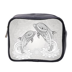 Beautiful Dolphin, Mandala Design Mini Toiletries Bag 2-side by FantasyWorld7