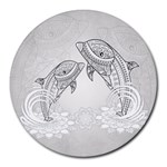 Beautiful Dolphin, Mandala Design Round Mousepads Front