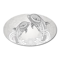 Beautiful Dolphin, Mandala Design Oval Magnet