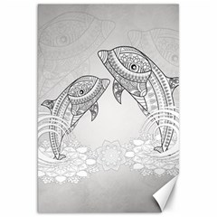 Beautiful Dolphin, Mandala Design Canvas 20  X 30   by FantasyWorld7